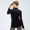 Lu mulheres jaqueta de yoga camisa de manga longa blusa cor sólida solta esportes fitness em torno do pescoço jogging roupas esportivas respirável 12523