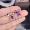 Dangle Earrings Vintage Fashion Natural Garnet EarDrop 925 Sterling Silver Inlaid Red Gemstone Women's Jewelry Bowknot Bridal Party Gif