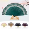 Decorative Figurines Bamboo Folding Fan Fashion Wedding Hand Fragrant Party Carved Chinese Ancient Craft Wooden Vintage Hanfu Dance