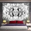 Tapisserier Mandala Tapestry White Black Sun and Moon Tapestry Wall Hanging Tarot Hippie Wall Rugs Dorm Decor Filt