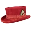 Baretten Vintage Verontruste Kleur Fedora Hoed Voor Mannen Vrouwen Party Met Roll Rand Kostuum Platte Top Hippies Cap Rekwisieten