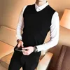 Gilets pour hommes Vêtements Gilet noir Gilet col en V Pull en tricot Homme sans manches Laine classique Y2k Streetwear dans l'ordre sur l'ajustement