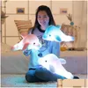 Cuscino all'ingrosso- 45 cm luminoso lampeggiante colorf delfino con luce a led peluche cuscino P bambola di pezza per regalo di compleanno festa goccia Dhqc7