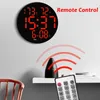 Wandklokken Led Rond 3D Groot Scherm Klok Digitale Temperatuur Vochtigheid Datumweergave Alarm Modern Home Decor Met Afstandsbediening