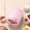 Bread Makers 220V Electric Sandwich Maker Multifunctional Household Non-stick Breakfast Waffle Baking Pan Pot Pink/Red Color Available