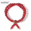 Strand OAIITE 4 mm kleine kralen rood grenen natuursteen armband yoga stretch meditatie man vrouw elastische charme meerlaags