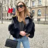 Kvinnors päls faux päls 2024 American Retro Style Autumn Winter Luxury Sticked Fur Coat Women Double Long Sleeve Woven Liner Fashion Real Fox Fall Designer Jacket 427