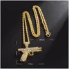 Pendant Necklaces Iced Out Cubic Zirconia Pistol Necklace Bling Fashion Exquisite Jewelry Personality Hip Hop Hine Gun For Men Drop D Dhthl