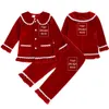 Custom Kids Kinderen Familie Kerst Gouden Fluwelen Pyjama Rode Jongen Meisje Jurk Match Kleding Gepersonaliseerde Kerstcadeau Kostuum 240122