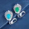 Cluster Rings Vintage Emerald Ring 925 Silver Paraiba Tourmaline Court Style Jewelry For Women Noble Original Wedding Eternity