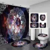 Rideaux de douche Mandala Bohême imprimé rideau de douche ensemble salle de bain écran de bain anti-dérapant couvercle de toilette couverture tapis tapis cuisine décor à la maison