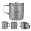 Camp Kitchen Lixada Taza de titanio ultraligera 300/350/550/650 ml Taza de agua al aire libre Camping Picnic Taza de agua Vajilla con mango plegable YQ240123