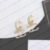 Toppkvalitetsmodehoppörhängen Stud Womens Silver Earring för Woman Designer Double Letter Stud med presentförpackning