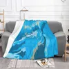 毛布抽象青い海の販売ルーム家庭用フランネル毛布大理石の海水島