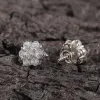 Hip Hop Claw Setting CZ Stone Bling Ice Out Plum Blossom Flower Stud Earring fashion Women Men Unisex Rapper Jewelry