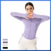 LU-158 chaqueta de Yoga para mujer, abrigo deportivo de entrenamiento LL, chaqueta deportiva, ropa deportiva de secado rápido, Top sólido con cremallera, sudadera deportiva