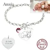 Bracelets Amxiu bricolage 925 Bracelet en argent Sterling personnaliser Photo nom Bracelets graver nom Date Photo Bracelets pour mère bébé cadeau