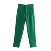 Women's Fashion Seam Details Office Pants Vintage High Waist Zipper Flying Women's Ankle Pants