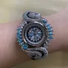 Overige uitverkoop Luxe echte blauwe keramische dames prachtige kristallen overdreven mode armband quartz waterdicht YQ240122