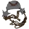 Berets Vintage Knitted Striped Hat Winter Warm Harajuku Exaggerated Star Strap Tassels Braid Earflap Skull Cap DXAA