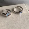 Cluster Anéis Evimi 925 Sterling Silve Moonstone Anel Irregular para Mulheres Menina Presente Escavado Moda Tendência Jóias Drop