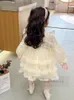 Lolita Mädchen abgestufte Spitze Falbala Kuchen Kleider Kinder Stickerei Flare Ärmel Gaze Prinzessin Kleid 2024 Frühling Kinder Geburtstag Party Kleidung Z6848