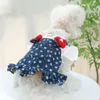 Dog Apparel Dresses Floral Print Dress With Leash Ring Elegant Sleeves Soft Cat Princess Pet Clothes For Everyday Wear