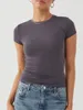 T-shirt da donna T-shirt a maniche corte Estate aderente girocollo Tinta unita T-shirt aderente Camicia basic attillata per la vita quotidiana