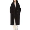 Women's Trench Coats Women Loose Jacket Stylish Double-breasted Coat With Lapel Windproof Warm Mid-length Overcoat For Fall Winter