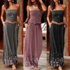 Casual Dresses M33 Sundress Ladies Sexy V Neck Summer 2024 Strapless Printed Long Dress Blue Purple Grey Black Vintage Chic Vestidos