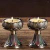 Kerzenhalter Metallhalter Goldener Kerzenständer Lotus Dekorativer Votivbehälter Candelabros Para Velas Home Decor AB50ZT