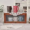 Kök förvaring nordisk vintage kopp hållare trä clamshell rack glas blomstruktur kaffe och tesats hudvård skåp