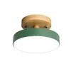 Plafondverlichting Nordic Lamp Macaron Houten LED-licht Modern rond Metaal voor slaapkamer Woonkamer Decoratie Verlichting