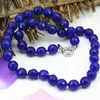 Necklaces Lapis Lazuli Blue Stone Chalcedony 10mm Faceted Round Beads Necklace for Women Semiprecious Beaded Chain Necklace 18inch B3201