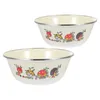 Dinnerware Sets 2 Pcs Bowl Storage Basin Simple Iron Enamel Containers With Lids Retro Style Lard Noodle Round Vintage Insulation