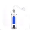 Glow In The Dark Hookah Glass Oil Burner Bong LED Lights Recycler Bubbler Smoking Water Bong Dab Rig Heady Beaker Bongs Portable for Travel Best Gift for Smoker Tools