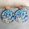 Dangle Earrings Retro Vintage Geometric Wood Round Blooming Floral Garden Statement For Women Unique Jewelry Wholesale