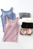 Kvinnors tankar Modal Vest med BH utanför Top Women Tank-Top Push-up Stretchable Tops Camisoles ärmlös Sexig Casual Tank