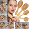 الصفحة الرئيسية Natural Bamboo Brush Healthy Care Commage Combs Attistatic Detnangling Airbag Hairbrush Hair Hairling Tool Tool Satin Hair Band Scrunchies LT774