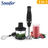 Sonifer Mills Stabmixer aus Edelstahl, 3-in-1-Tauchmixer mit Schüssel, für Küche, Gemüse, Fleischwolf, Zerkleinerer, Schneebesen