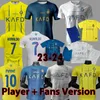 23 24 AL NASSR FC Soccer Jerseys Ronaldo Training 2023 2024 Hem Tredje långärmad CR7 Gonzalo Ghislain Vincent Aboubakar Men Mane Kids Women Football Shirt Al-Nassr