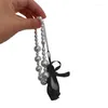 Keychains Pearl Beaded Keychain Pendant Car Keyring Hanging Ornament Ballet Shoes Phone Charm For Handbag Purses Bag Decorations DropShip