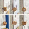 Vine Woven Påsar Crossbody Mini Basket Vintage Art Leather Strap Buckle Bag Drop Delivery DHSWA