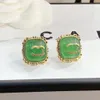 Stud Stud Green Gemstone Charm Earrings Fashion Womens Gift Jewelry Ear Stud Brand Designer Luxury Jewelry Girl Gold Plated Earrings with Box Luxury Earrings