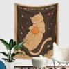 Tapisseries 95x73cm Tarot Chat Tapisserie Sorcellerie Soleil Lune Cœur Éternel Tenture Murale Boho Décor Maison Hippie Matelas Filles Dortoir DécorL240123