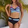Women's Swimwear Waisted Top Set Print Bikini Beachwear Tube Filled Swimsuit Boho Bra Swimwears Crochet