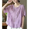 Women's T Shirts 2024 Summer Casual Fashion Embroidery Cotton T-shirt Kvinnlig SHORT SLEEVE LOOK ALL-MATCH ENKELT COFORMT TOPTEE D09