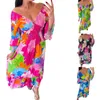 Casual Dresses Women's Retro V Neck Floral Dress Seaside Lon For Women Denim Maxi Young Woman J Gee