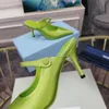 İpek saten katır kadın topuklu slaytlar ofis ayakkabıları tasarımcı sandaletler gerçek deri slingback pompalar bayan elbise katırları lüks slingbacks seksi sivri uçlu ayak slayt terlikleri