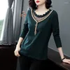 Women's T Shirts Ladies Casual Pullovers Interiör Lapping T-shirts Solid Color O-Neck Tops Simplicity Underrock kläder 2024